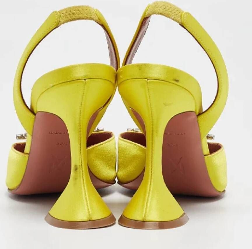 Amina Muaddi Pre-owned Satin heels Yellow Dames