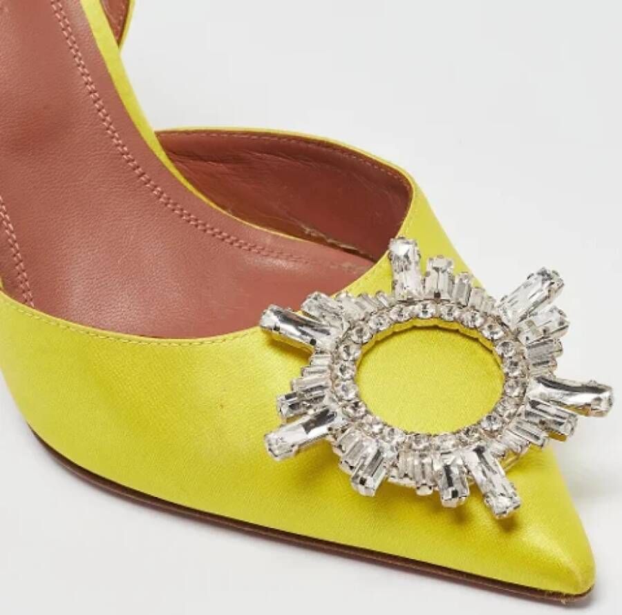 Amina Muaddi Pre-owned Satin heels Yellow Dames