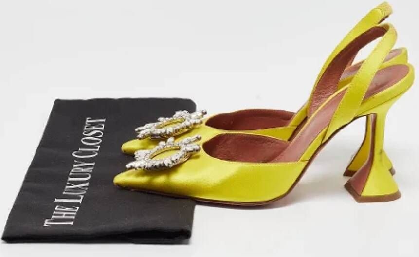 Amina Muaddi Pre-owned Satin heels Yellow Dames