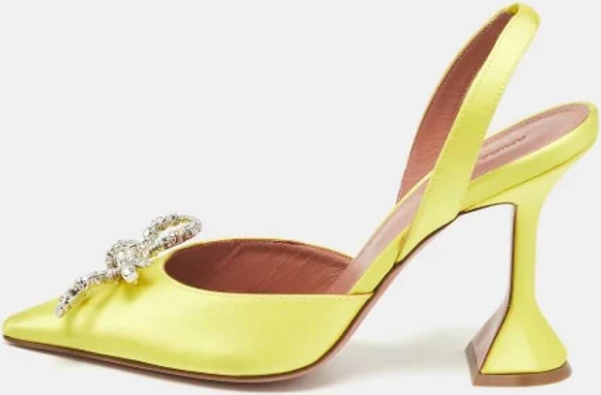 Amina Muaddi Pre-owned Satin heels Yellow Dames