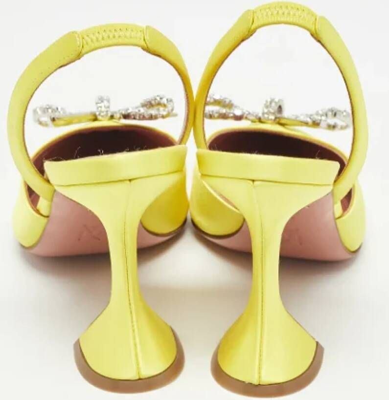 Amina Muaddi Pre-owned Satin heels Yellow Dames