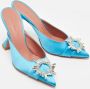 Amina Muaddi Pre-owned Satin mules Blue Dames - Thumbnail 4