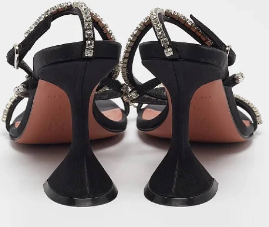 Amina Muaddi Pre-owned Satin sandals Black Dames