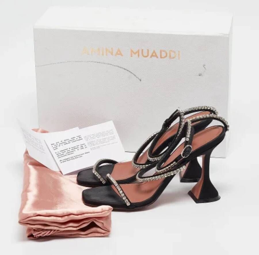 Amina Muaddi Pre-owned Satin sandals Black Dames