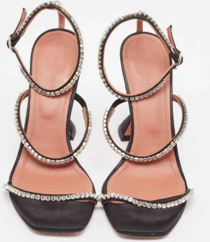 Amina Muaddi Pre-owned Satin sandals Black Dames