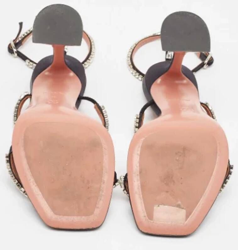 Amina Muaddi Pre-owned Satin sandals Black Dames