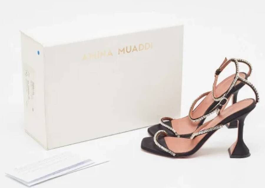 Amina Muaddi Pre-owned Satin sandals Black Dames