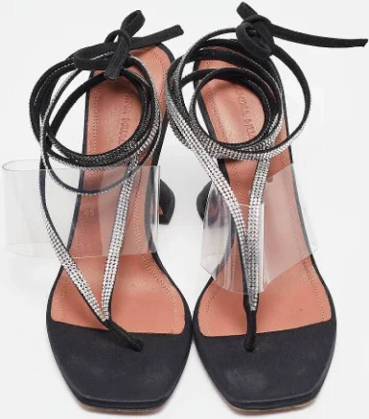 Amina Muaddi Pre-owned Satin sandals Black Dames