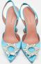 Amina Muaddi Pre-owned Satin sandals Blue Dames - Thumbnail 3