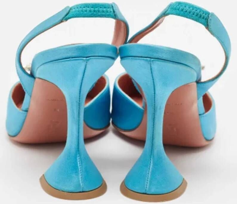 Amina Muaddi Pre-owned Satin sandals Blue Dames