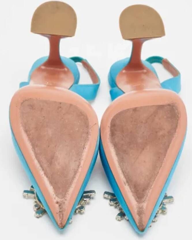 Amina Muaddi Pre-owned Satin sandals Blue Dames