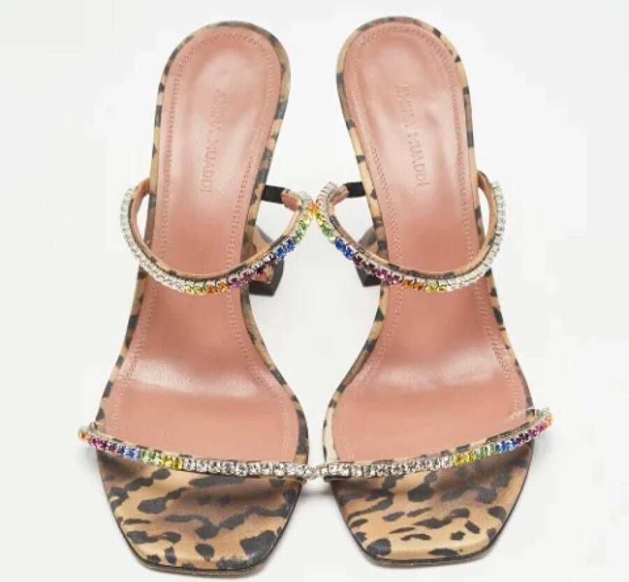 Amina Muaddi Pre-owned Satin sandals Brown Dames