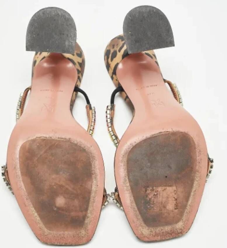 Amina Muaddi Pre-owned Satin sandals Brown Dames