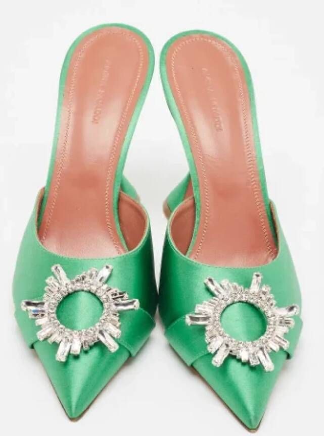 Amina Muaddi Pre-owned Satin sandals Green Dames