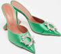 Amina Muaddi Pre-owned Satin sandals Green Dames - Thumbnail 4