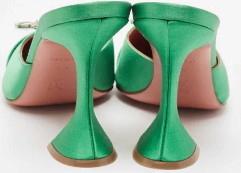 Amina Muaddi Pre-owned Satin sandals Green Dames