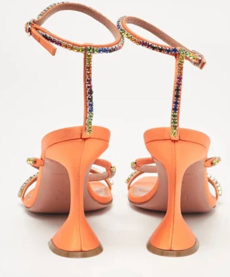 Amina Muaddi Pre-owned Satin sandals Orange Dames