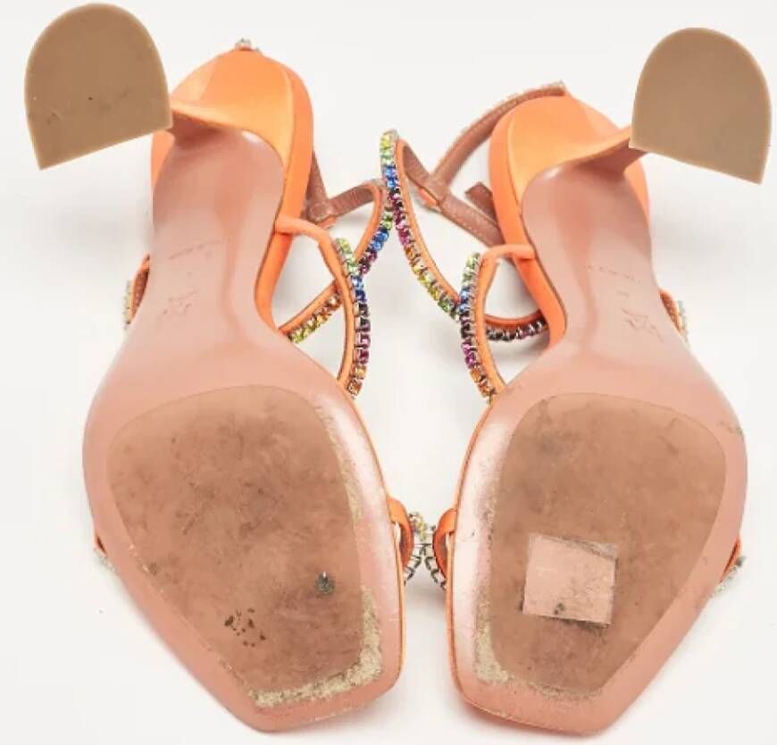 Amina Muaddi Pre-owned Satin sandals Orange Dames