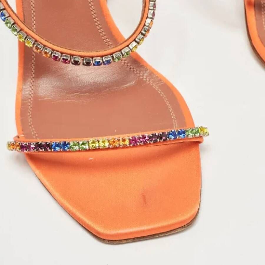 Amina Muaddi Pre-owned Satin sandals Orange Dames