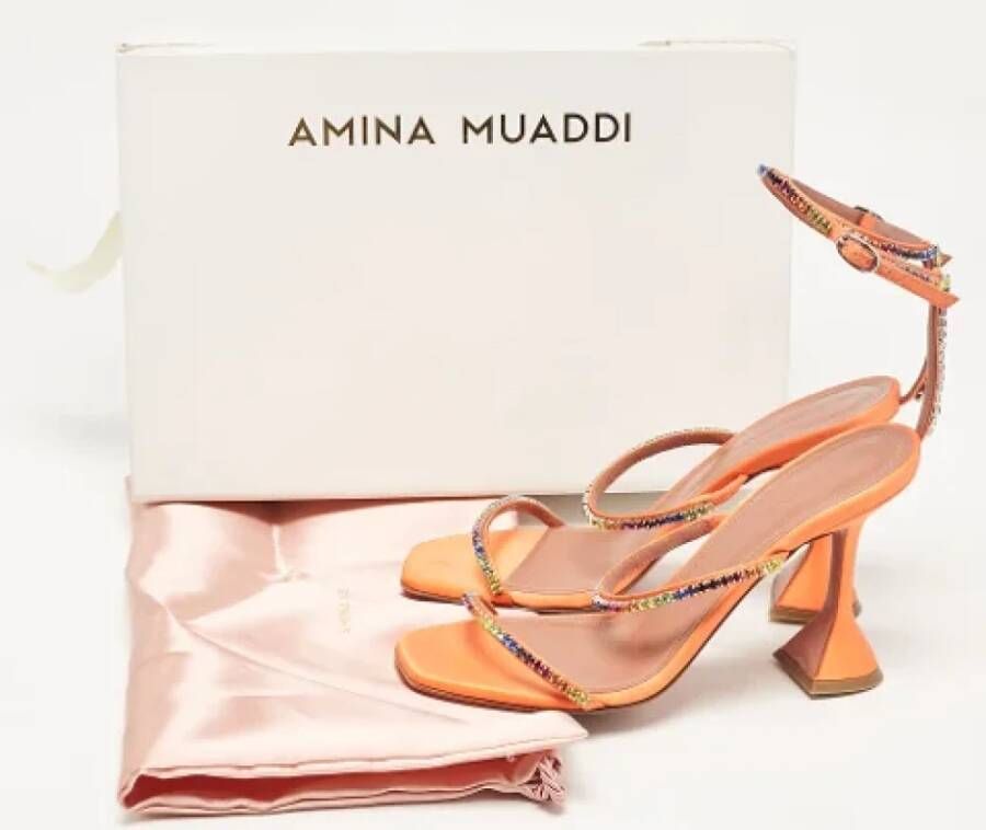 Amina Muaddi Pre-owned Satin sandals Orange Dames