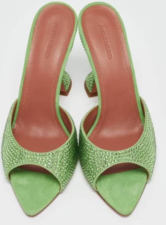 Amina Muaddi Pre-owned Suede sandals Green Dames