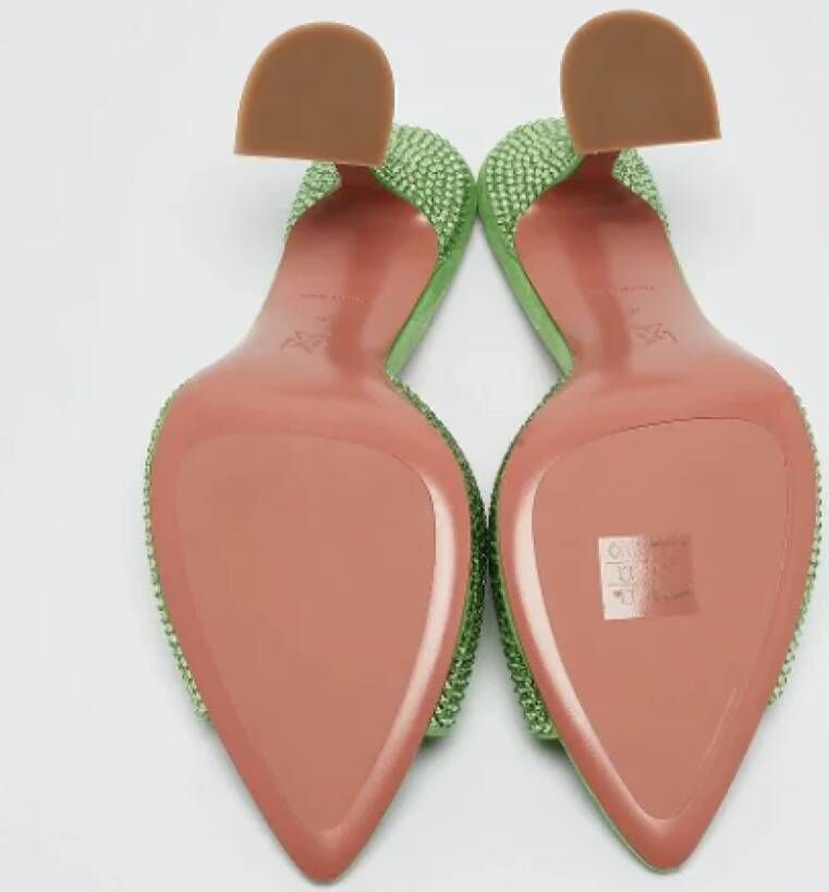 Amina Muaddi Pre-owned Suede sandals Green Dames