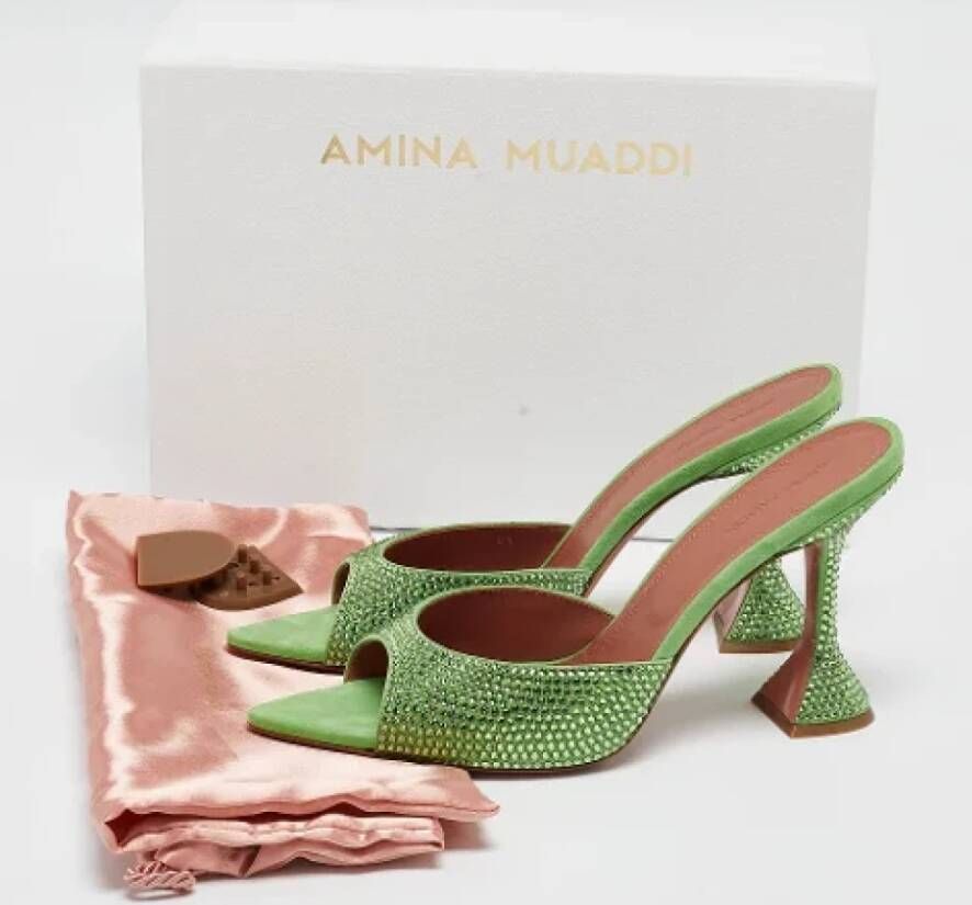 Amina Muaddi Pre-owned Suede sandals Green Dames