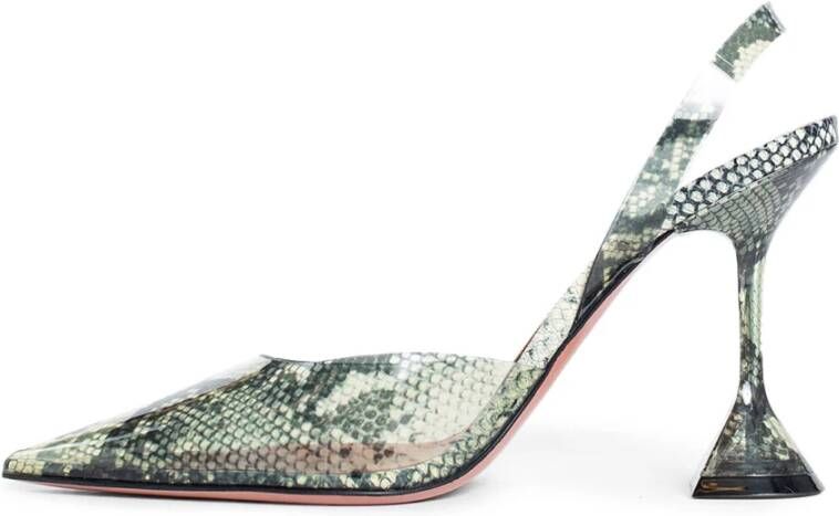 Amina Muaddi Slangenprint Slingback Hakken Multicolor Dames