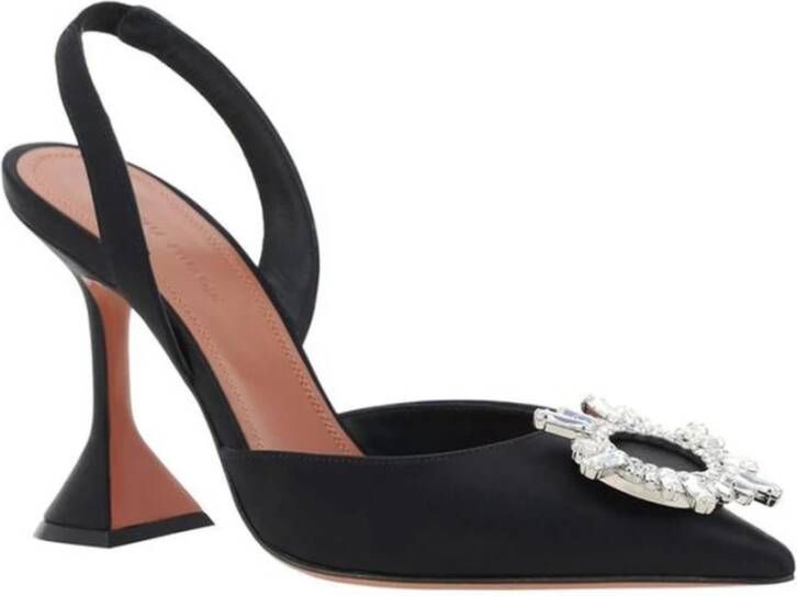 Amina Muaddi Slingback Pumps met Geometrische Hak en Strass Versiering Black Dames