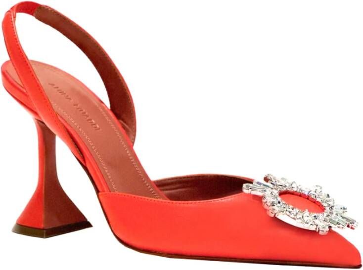 Amina Muaddi Tangerine Slingback Pumps Red Dames