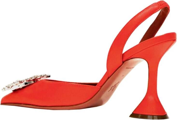 Amina Muaddi Tangerine Slingback Pumps Red Dames