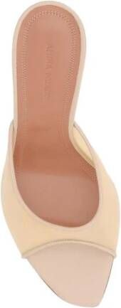 Amina Muaddi Transparante Mesh Stiletto Hak Sandalen Beige Dames