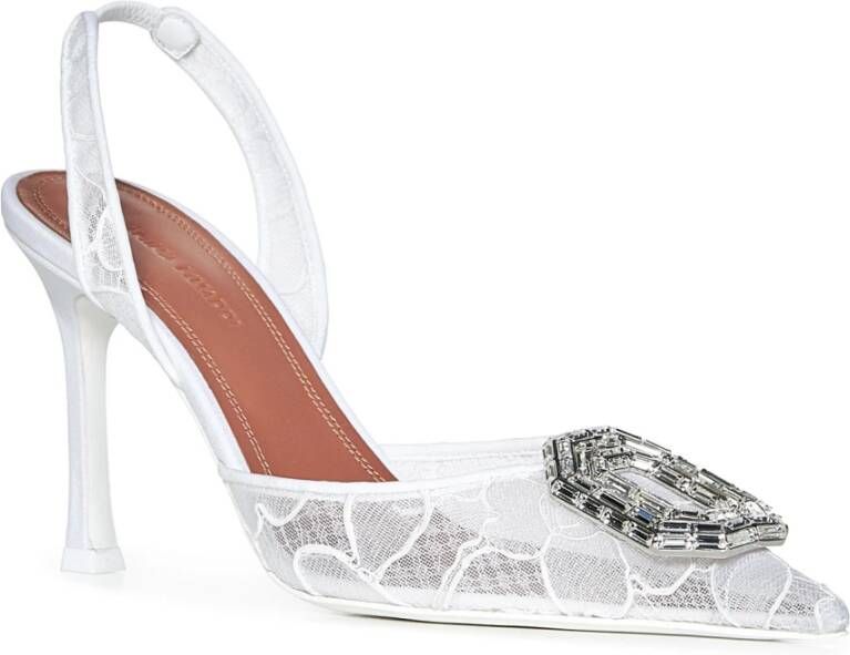 Amina Muaddi Witte Kantpumps Elegante Hakken White Dames