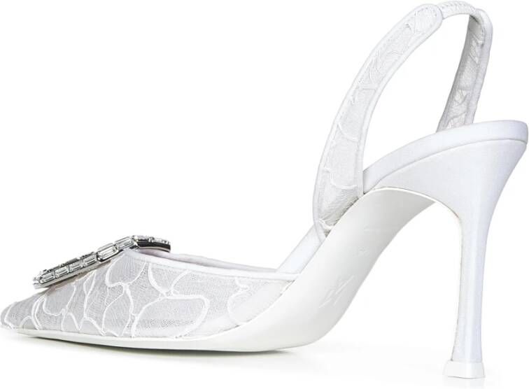 Amina Muaddi Witte Kantpumps Elegante Hakken White Dames