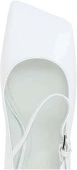 Amina Muaddi Witte Lakleren Mary-Jane Hakken White Dames