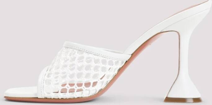 Amina Muaddi Witte Leren Pantoffels Elegante Hakken White Dames