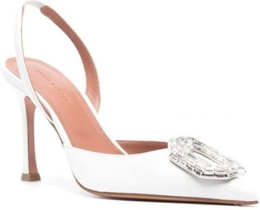 Amina Muaddi Witte Leren Stiletto Pumps Ss22 White Dames