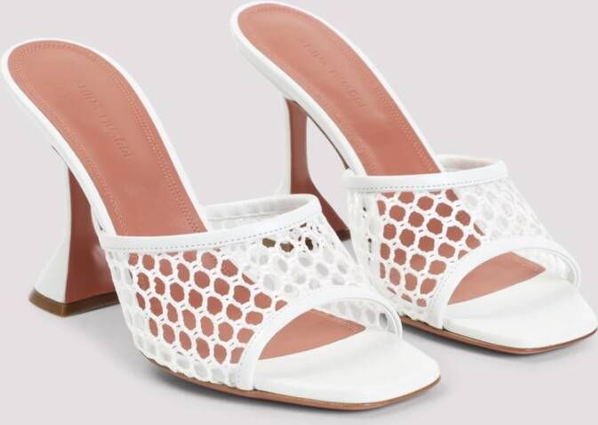 Amina Muaddi Witte Net Raffia Sandalen White Dames