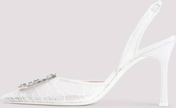 Amina Muaddi Witte Pumps voor Vrouwen Elegante Stijl Gray Dames