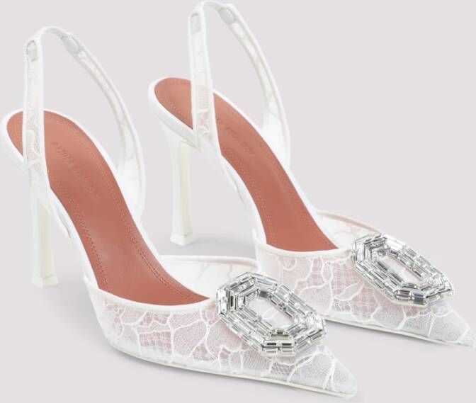 Amina Muaddi Witte Pumps voor Vrouwen Elegante Stijl Gray Dames