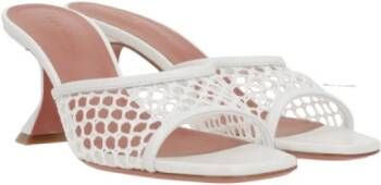 Amina Muaddi Witte Raffia Sandalen met Vierkante Neus White Dames