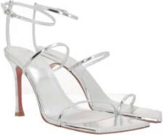 Amina Muaddi Zilver Spiegel Leren Sandalen Gray Dames