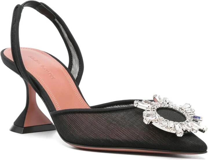 Amina Muaddi Zwart Wit Slingback Pumps Black Dames