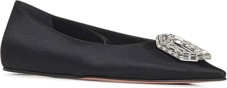 Amina Muaddi Zwarte Kristal Ballerina Schoenen Black Dames