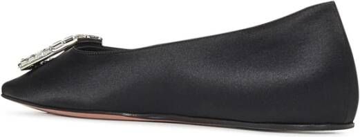 Amina Muaddi Zwarte Kristal Ballerina Schoenen Black Dames