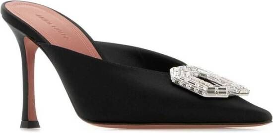 Amina Muaddi Zwarte Kristallen Gesp Stiletto Hakken Black Dames