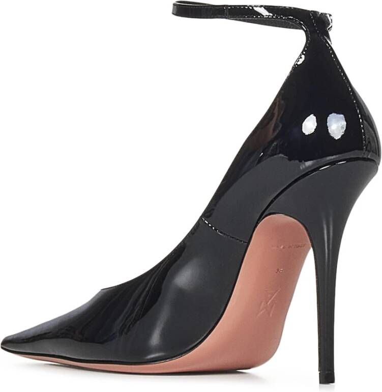 Amina Muaddi Zwarte Lakleren Enkelband Pumps Black Dames