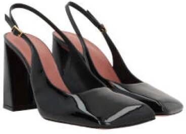 Amina Muaddi Zwarte Lakleren Slingback Hakken Black Dames