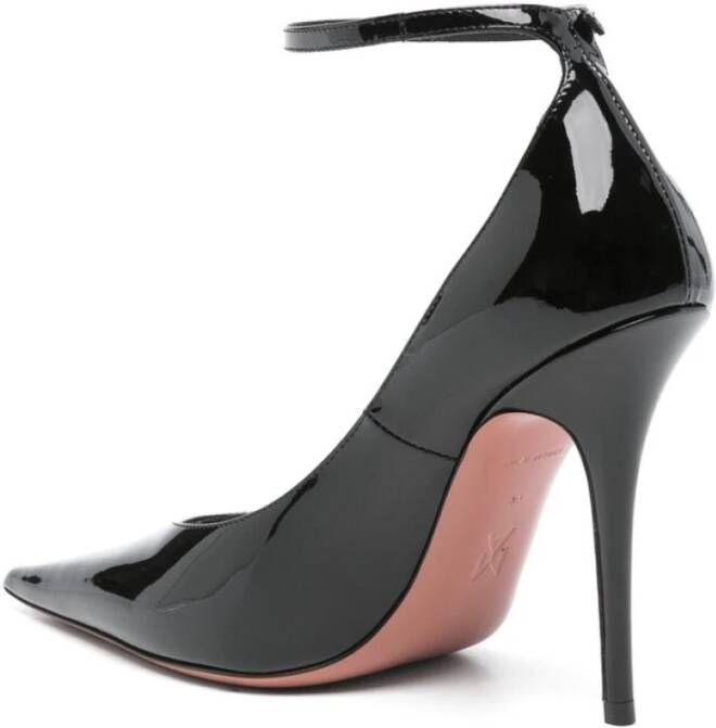 Amina Muaddi Zwarte Lakleren Stiletto Hakken Black Dames