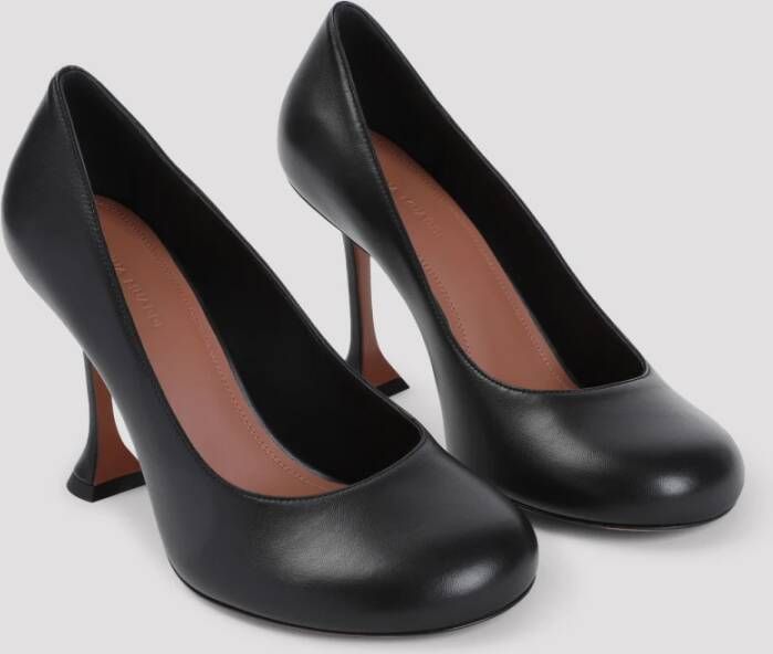 Amina Muaddi Zwarte Leren Pumps Elegante Stijl Black Dames